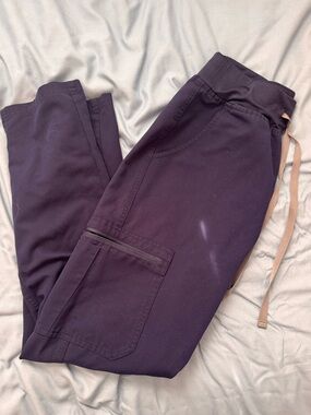 Figs Straight Leg Pants in Navy with Gray Drawstring